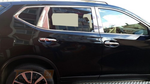 Carmos Хром молдинг дверных стоек Carmos из нержавейки для Nissan Rogue 2014-2018 Хром молдинг на Ниссан Рог 8шт - Картинка 2