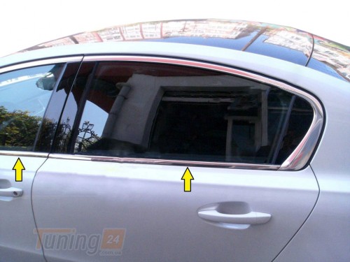 Carmos Хром молдинг нижней окантовки стекол Carmos для Peugeot 508 Sd 2010-2018 Хром молдинг на Пежо 508 4шт - Картинка 1