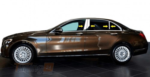 Carmos Хром молдинг дверных стоек Carmos из нержавейки для Mercedes C-сlass W205 2014-2021 Хром молдинг на Мерседес C W205 6шт - Картинка 1