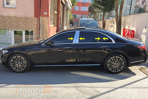 Carmos Хром молдинг дверных стоек для Mercedes S-class W223 2020+ из нержавейки 6шт - Картинка 1